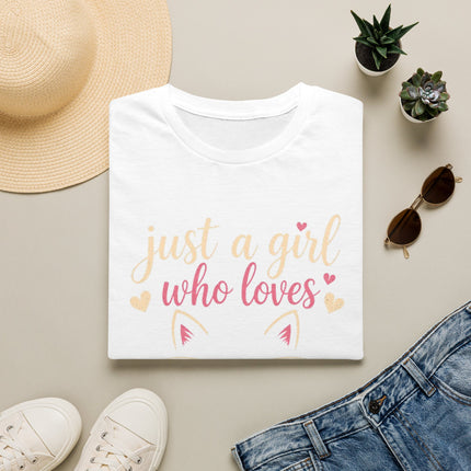 Just a Girl Who Loves Cats Personalized T-Shirt – Custom Cat Name Gift for Women