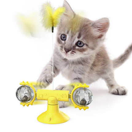 Interactive Cat Windmill Toy – Rotating Suction Cup Catnip & Teeth Grinding Toy