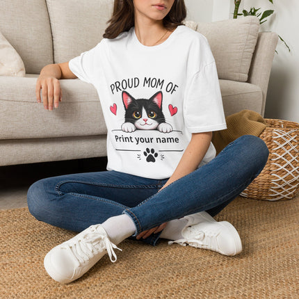 Personalized Proud Mom of Cat Shirt | Custom Cat Mom Gift with Pet Name