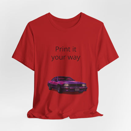 Retro Purple Muscle Car Tee — "Print it your way" Graphic T-Shirt