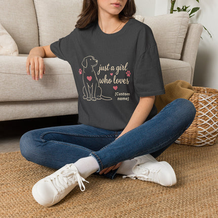 Just a Girl Who Loves Dogs Personalized T-Shirt – Custom Dog Name Gift for Women