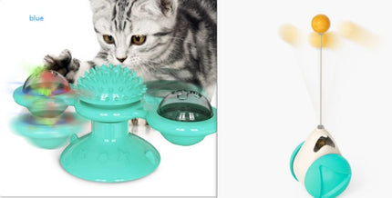 Interactive Cat Windmill Toy – Rotating Suction Cup Catnip & Teeth Grinding Toy
