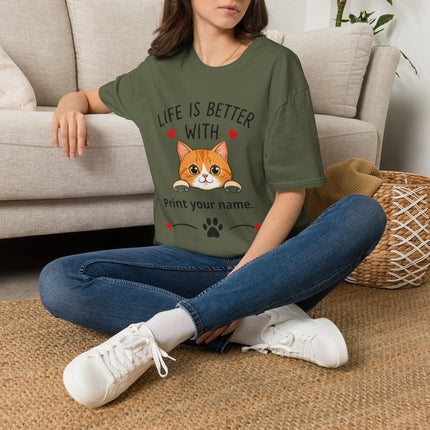 Life Is Better With Cat T-Shirt — Customizable Pet Lover Tee