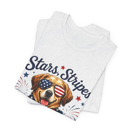 Patriotic Dog Tee — "Stars, Stripes & Wagging Tails"