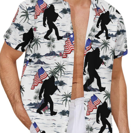 Fashion Men's Casual Floral Print Special-interest Design Shirt