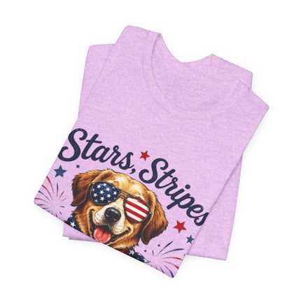 Patriotic Dog Tee — "Stars, Stripes & Wagging Tails"