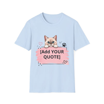 Personalized Cat Peeking T-Shirt – Add Your Own Quote | Cute Kitten Gift