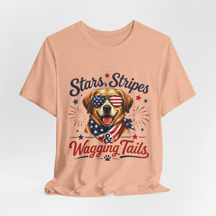 Patriotic Dog Tee — "Stars, Stripes & Wagging Tails"
