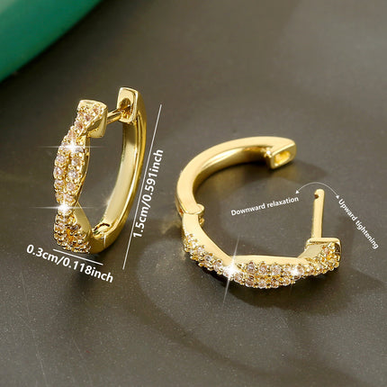 Elegant Braided Hoop Earrings for Women – Luxury Crystal Copper Earrings
