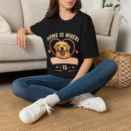Home Is Where My Dog [Name] Is Personalized T-Shirt – Custom Golden Retriever Gift