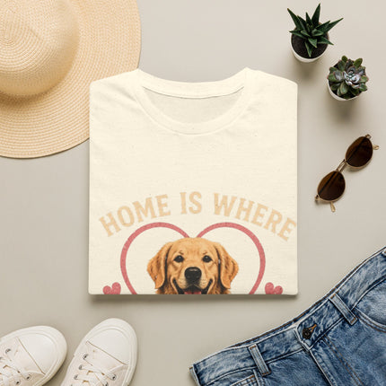 Home Is Where My Dog [Name] Is Personalized T-Shirt – Custom Golden Retriever Gift