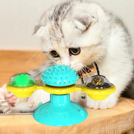 Interactive Cat Windmill Toy – Rotating Suction Cup Catnip & Teeth Grinding Toy