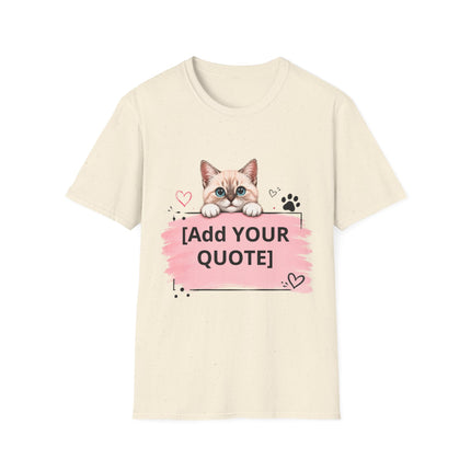 Personalized Cat Peeking T-Shirt – Add Your Own Quote | Cute Kitten Gift