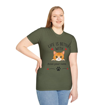 Life Is Better With Cat T-Shirt — Customizable Pet Lover Tee