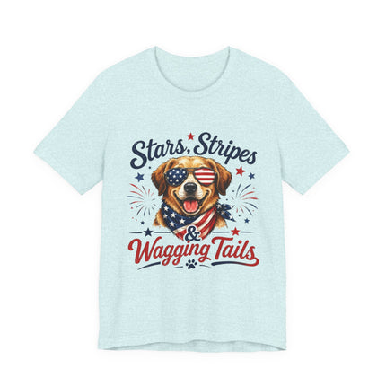 Patriotic Dog Tee — "Stars, Stripes & Wagging Tails"