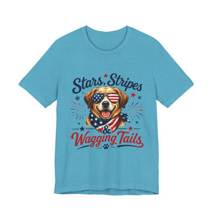 Patriotic Dog Tee — "Stars, Stripes & Wagging Tails"