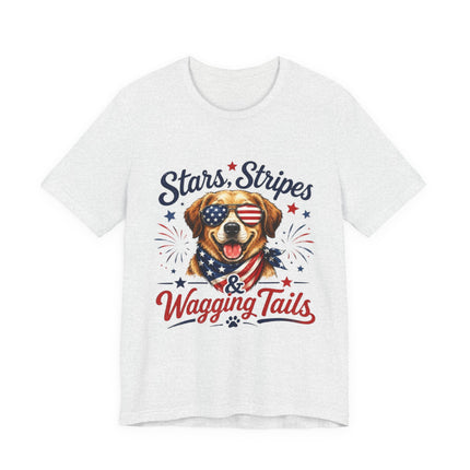 Patriotic Dog Tee — "Stars, Stripes & Wagging Tails"