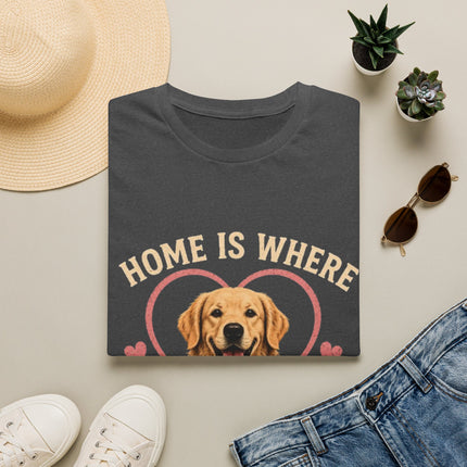 Home Is Where My Dog [Name] Is Personalized T-Shirt – Custom Golden Retriever Gift