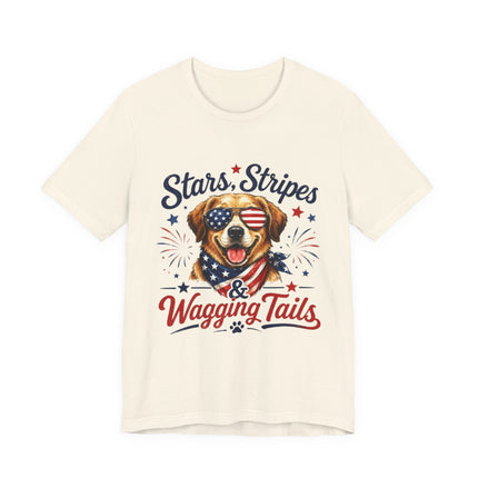 Patriotic Dog Tee — "Stars, Stripes & Wagging Tails"