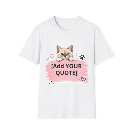 Personalized Cat Peeking T-Shirt – Add Your Own Quote | Cute Kitten Gift