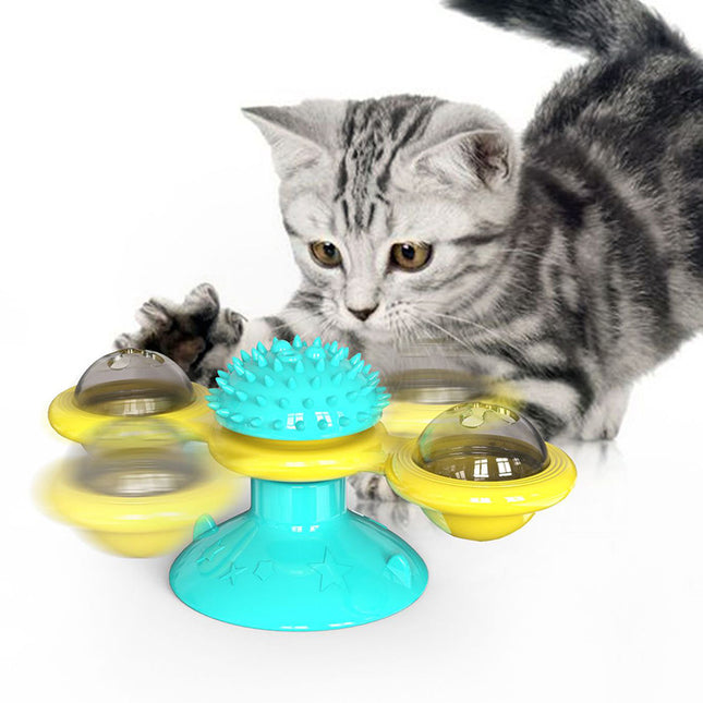 Interactive rotating cat toy