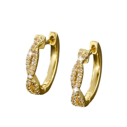 Elegant Braided Hoop Earrings for Women – Luxury Crystal Copper Earrings