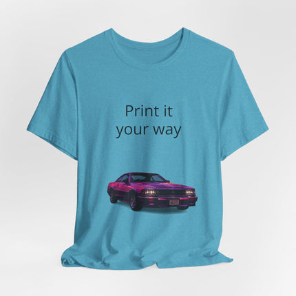 Retro Purple Muscle Car Tee — "Print it your way" Graphic T-Shirt