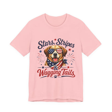 Patriotic Dog Tee — "Stars, Stripes & Wagging Tails"