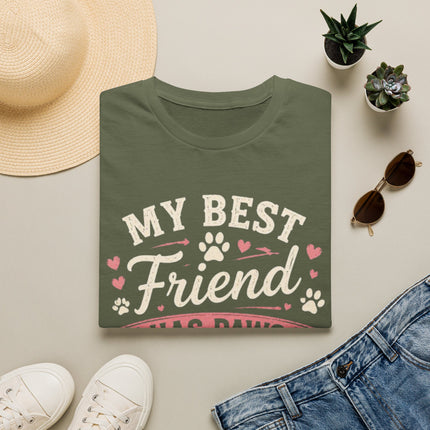 My Best Friend Has Paws Personalized T-Shirt – Custom Pet Name Dog & Cat Lover Gift