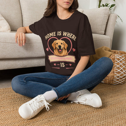 Home Is Where My Dog [Name] Is Personalized T-Shirt – Custom Golden Retriever Gift