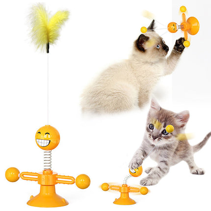 Interactive Cat Windmill Toy – Rotating Suction Cup Catnip & Teeth Grinding Toy