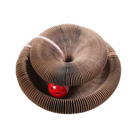 Interactive cardboard cat scratcher