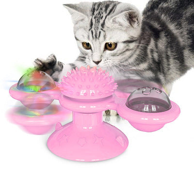 Interactive Cat Windmill Toy – Rotating Suction Cup Catnip & Teeth Grinding Toy