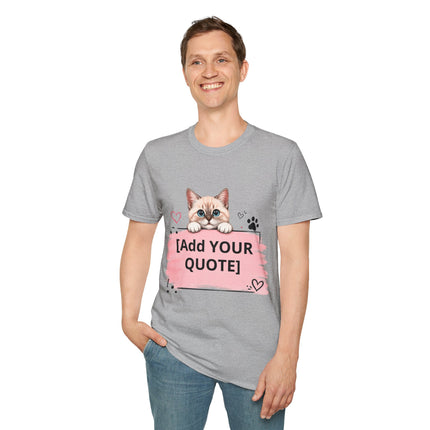 Personalized Cat Peeking T-Shirt – Add Your Own Quote | Cute Kitten Gift