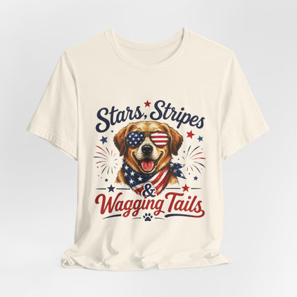 Patriotic Dog Tee — "Stars, Stripes & Wagging Tails"