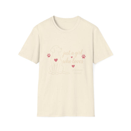 Just a Girl Who Loves Dogs Personalized T-Shirt – Custom Dog Name Gift for Women