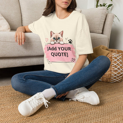 Personalized Cat Peeking T-Shirt – Add Your Own Quote | Cute Kitten Gift
