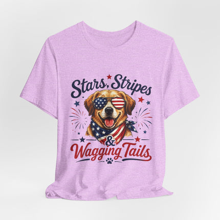 Patriotic Dog Tee — "Stars, Stripes & Wagging Tails"