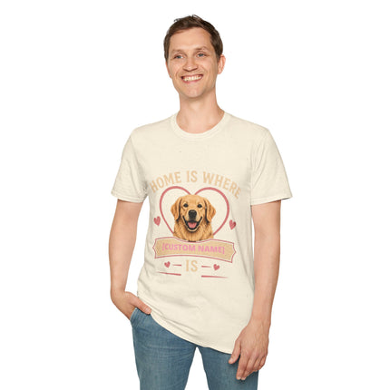 Home Is Where My Dog [Name] Is Personalized T-Shirt – Custom Golden Retriever Gift