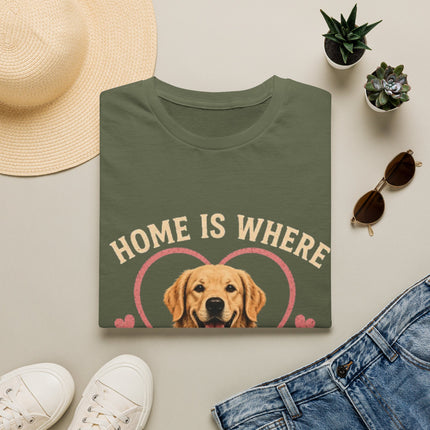 Home Is Where My Dog [Name] Is Personalized T-Shirt – Custom Golden Retriever Gift