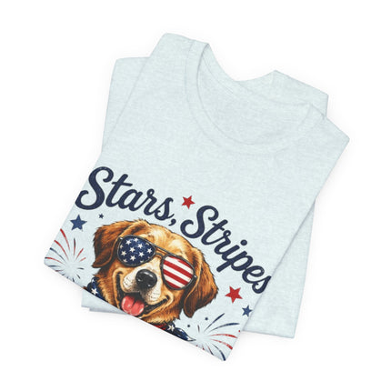 Patriotic Dog Tee — "Stars, Stripes & Wagging Tails"