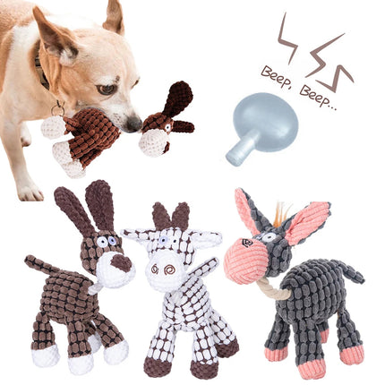 Plush donkey squeaky dog toy