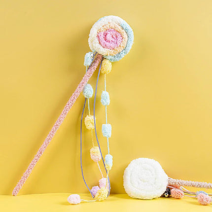 Colorful plush cat teaser toy