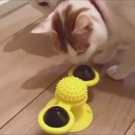 Suction cup windmill cat toy